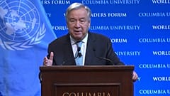 U.N. Secretary General Antonio Guterres speaks at the Columbia University in New York City, US on the 2nd of December.eeting Thursday, Sept. 3, 2020. 
