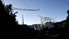 This photo is from video provided by the US National Science Foundation of the radio telescope in Arecibo, Puerto Rico, Tuesday, Dec. 1, 2020.