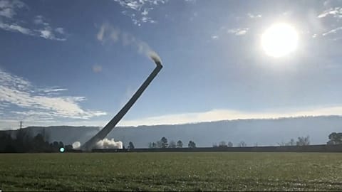 Widows Creek Fossil Plant smoke stack implosion.