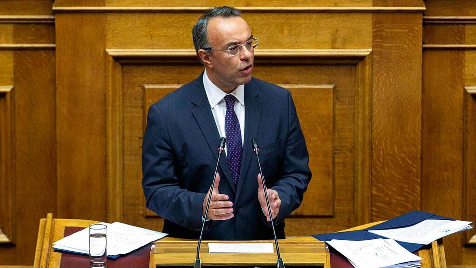 Greece's Finance Minister Christos Staikouras