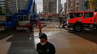  collapsed building, destroyed at the Oct. 30 earthquake in Izmir, Turkey