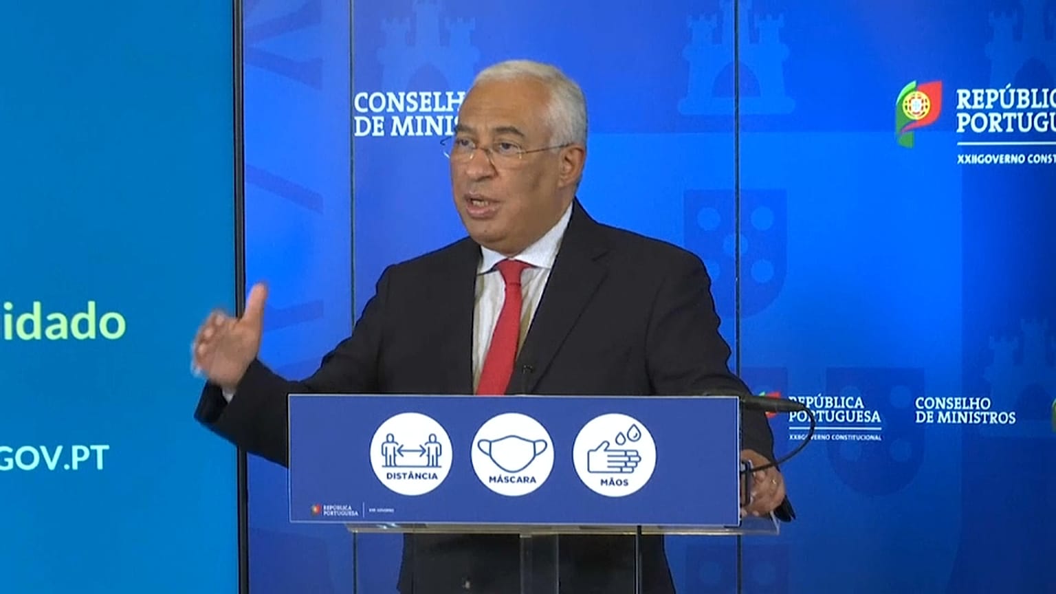 António Costa durante o anúncio da medidas restritivas de combate à pandemia