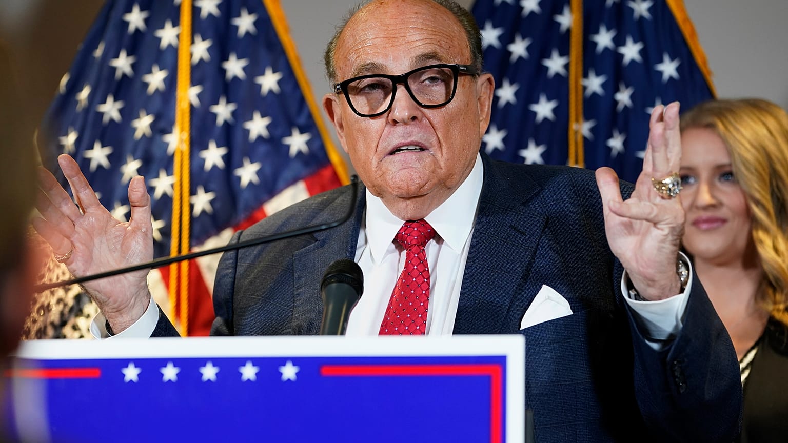 File photo: Rudy Giuliani speaks during a news conference at the Republican National Committee headquarters, in Washington. Nov. 19, 2020.