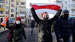 Demonstrierende in der belarussischen Hauptstadt Minsk. Es war das 18. Protest-Wochenende in Folge