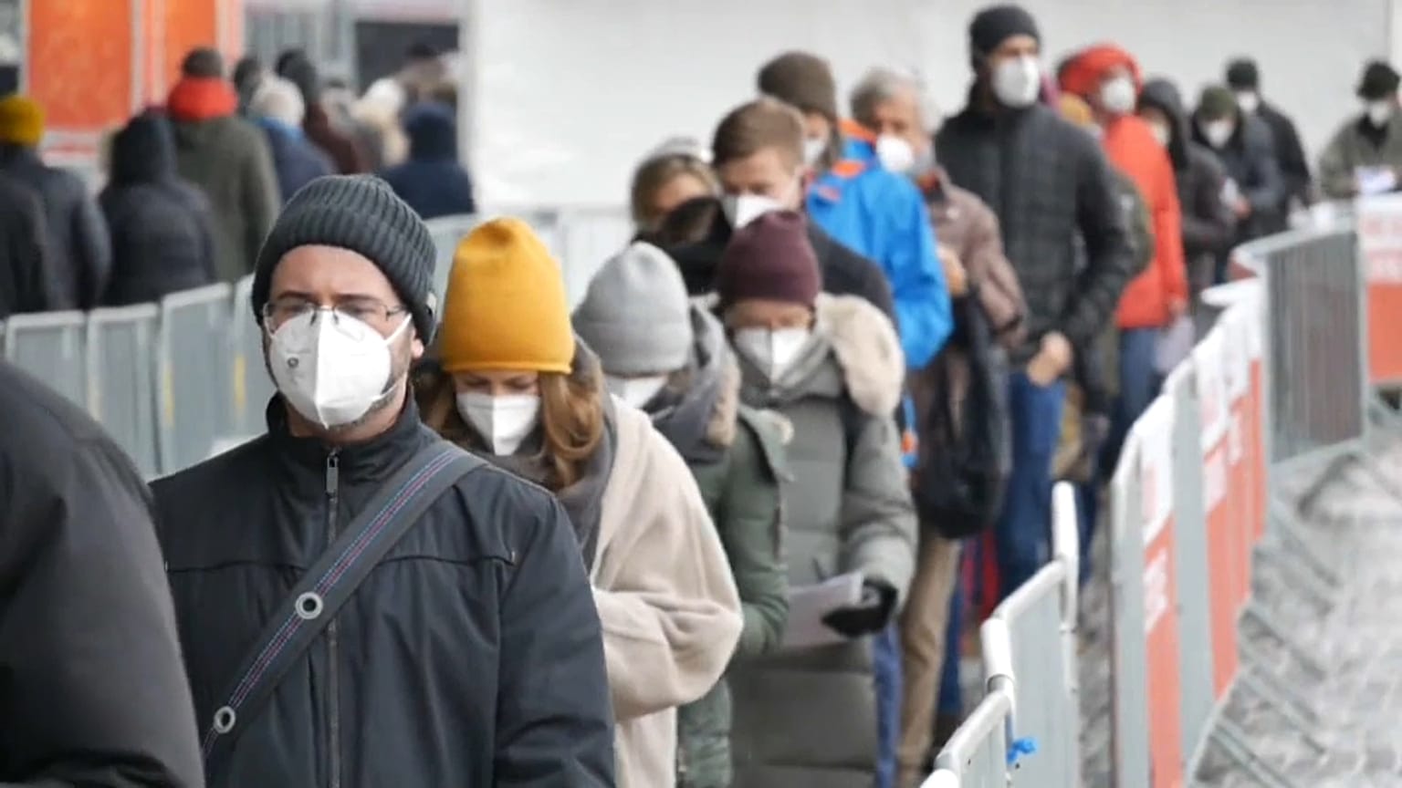 People queuing up for voluntary testing in Vienna