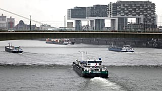 Niedrigwasser am Rhein in Köln