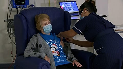 UK Virus First Vaccinations 