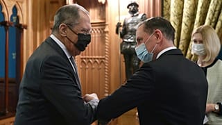 Глава МИД России Сергей Лавров и сопредседатель партии "Альтернатива для Германии" Тино Хрупалла 