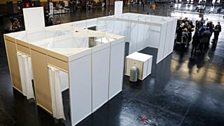 The construction of a planned vaccination center is presented by the Berlin authorities at the 'Arena Berlin' event venue, Dec. 3, 2020