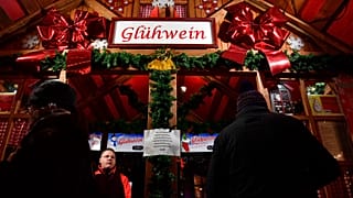 A mulled wine booth at the Christmas market at Berlin's Alexanderplatz, December 21, 2016.
