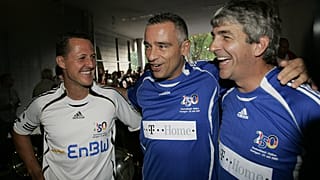 Rossi con Ramazzotti e Schumacher in un remake di Italia-Germania del 1982