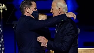 Joe Biden embracing his son, Hunter Biden.