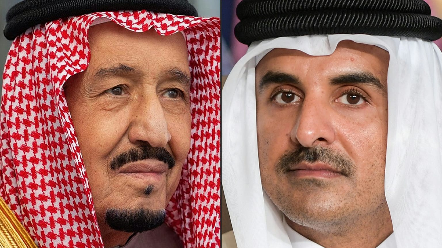 العاهل السعودي الملك سلمان بن عبد العزيز وأمير قطر الشيخ تميم بن حمد آل ثاني