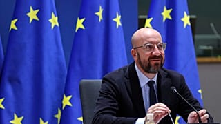 رئيس المجلس الأوروبي تشارلز ميشيل في مقر المجلس الأوروبي في بروكسل.
