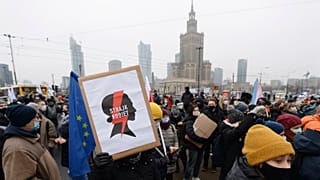 Thousands of anti-government protesters demonstrated in Warsaw in the latest large protest on December 13, 2020.