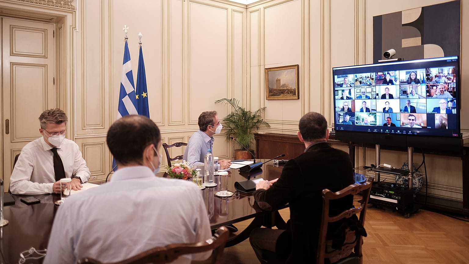 Από την τηλεδιάσκεψη στο Μέγαρο Μαξίμου