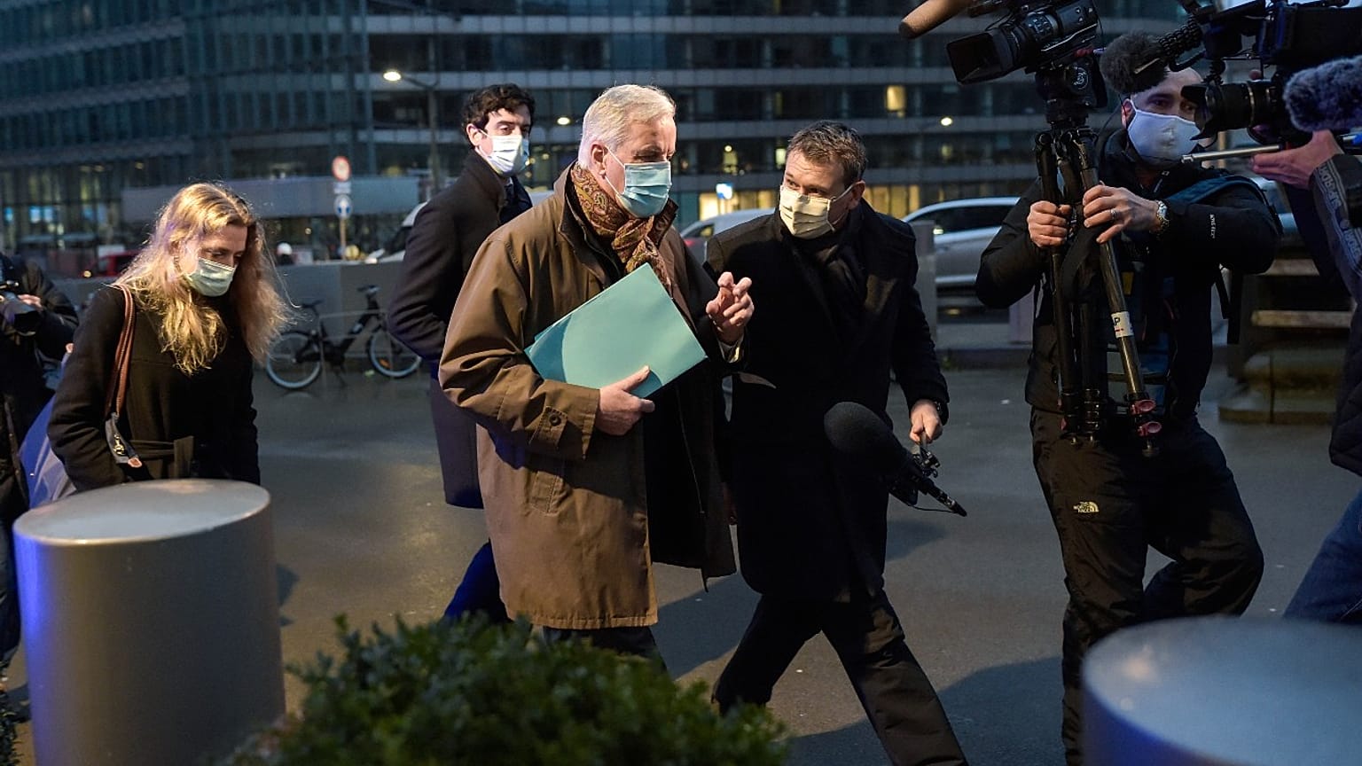 European Union's negotiator Michel Barnier arrives for a meeting of the representatives of the Governments of the EU Member States, Brussels, December 14, 2020.