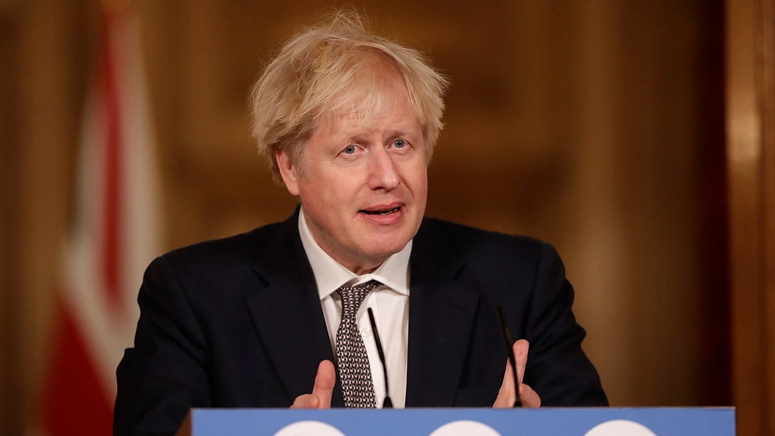 Britain's Prime Minister Boris Johnson speaks during a news conference on the ongoing situation with the coronavirus pandemic on Wednesday, Dec 16, 2020.