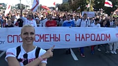 Yelena Leuchanka durante una delle manifestazioni contro Lukashenko