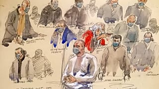 Croquis fait le 14 décembre 2020 au cours du procès des attentats de Paris en janvier 2015.