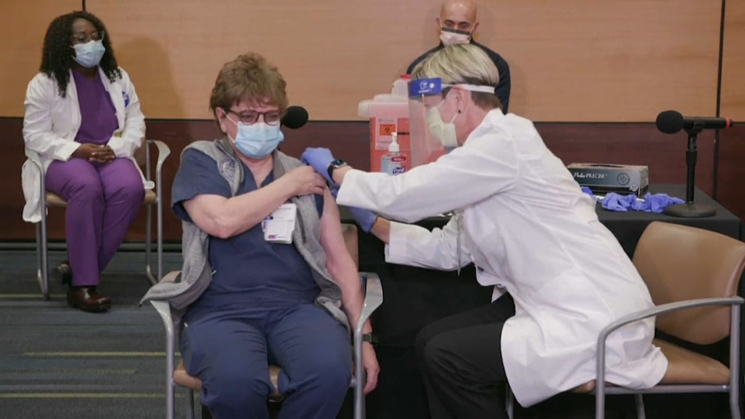 Someone being vaccinated in the UK