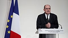 French Prime Minister Jean Castex speaks during a press conference to outline France's strategy for the deployment of future COVID-19 vaccines.