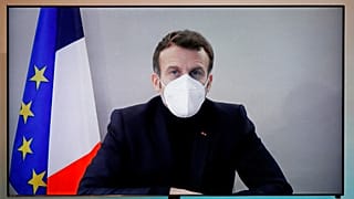 A koronavírusos Emmanuel Macron egy csütörtöki videókonferencián