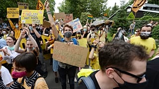 Activists taking part in the Great March for Climate in Warsaw, Poland.