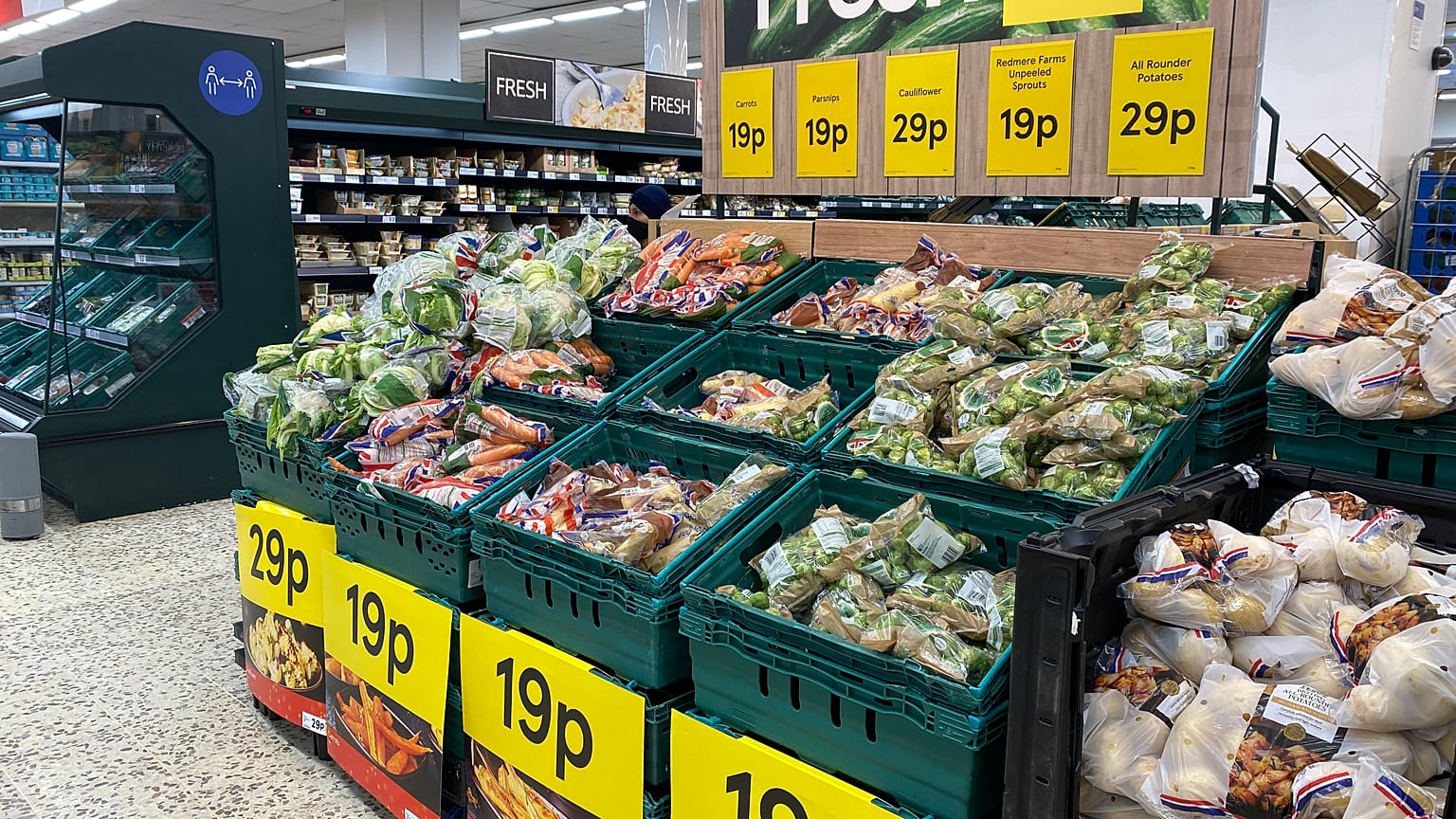 A UK supermarket on Monday: there are fears that fresh supplies could dwindle