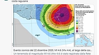 Il tweet con cui l'INGV ha rettificato la magnitudo del sisma