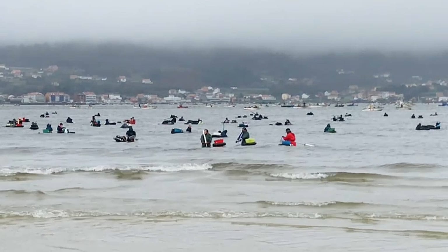 Mariscadores en Noia