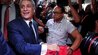 رجل الأعمال التونسي نبيل القروي خلال الجولة الثانية من الانتخابات الرئاسية في تونس 2019.