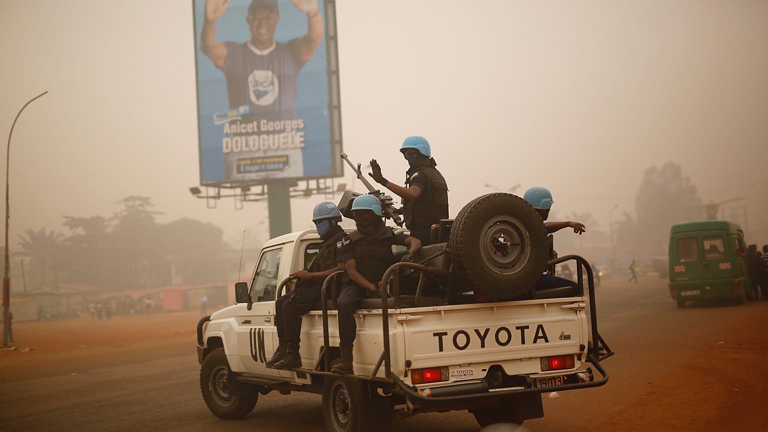 FILE PHOTO - UN forces from Rwanda patrol the streets of Bangui, Central African Republic, Friday Feb. 12, 2016. 
