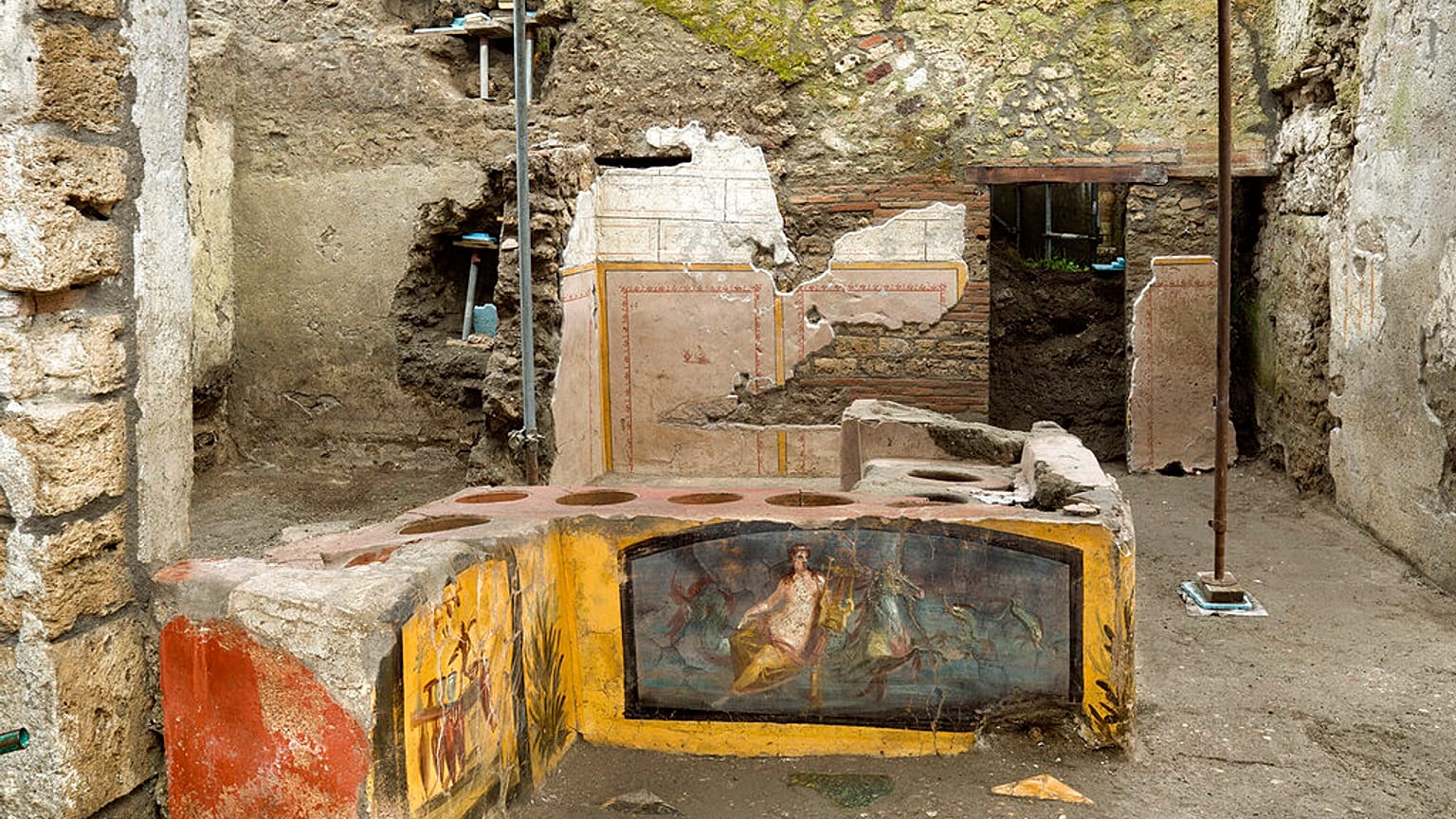 An ancient thermopolian has been uncovered by archaeologists in Pompeii