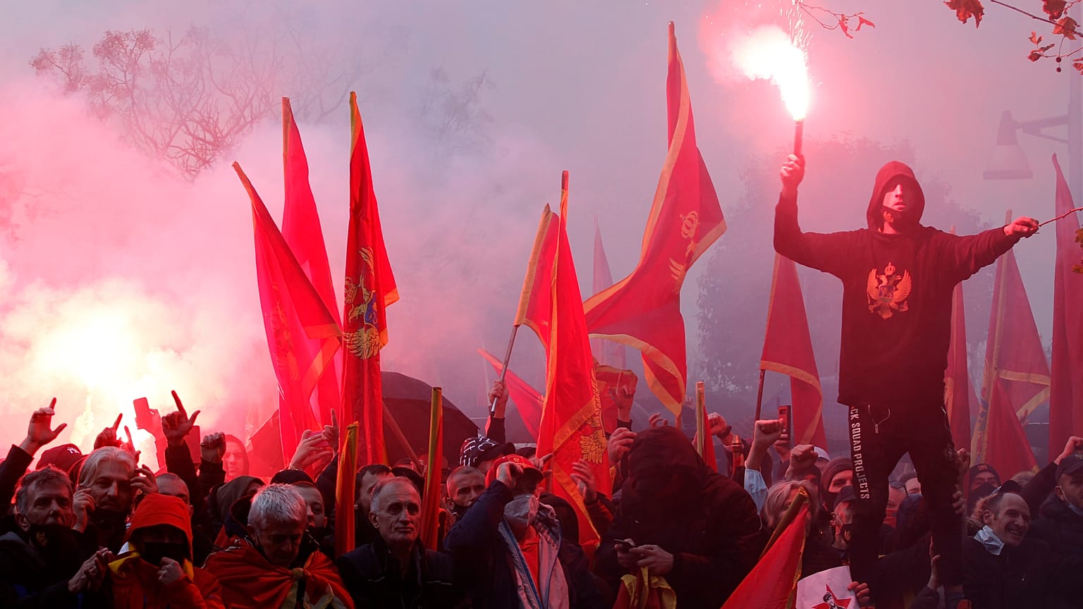 Several thousand people rallied in the capital Podgorica on Monday.