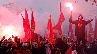 Several thousand people rallied in the capital Podgorica on Monday.