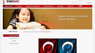 Haklenen Sinovac sitesinin ekran görüntüsü