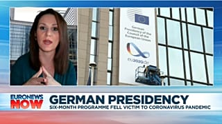 Euronews Brussels correspondent Efi Koutsokosta speaking on Euronews Now
