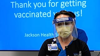 A nurse ready to provide vaccinations in Florida against coronavirus
