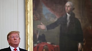Donald Trump George Washington portréja mellett
