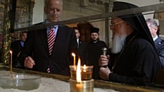 Joe Biden, centre left, and Ecumenical Patriarch Bartholomew 