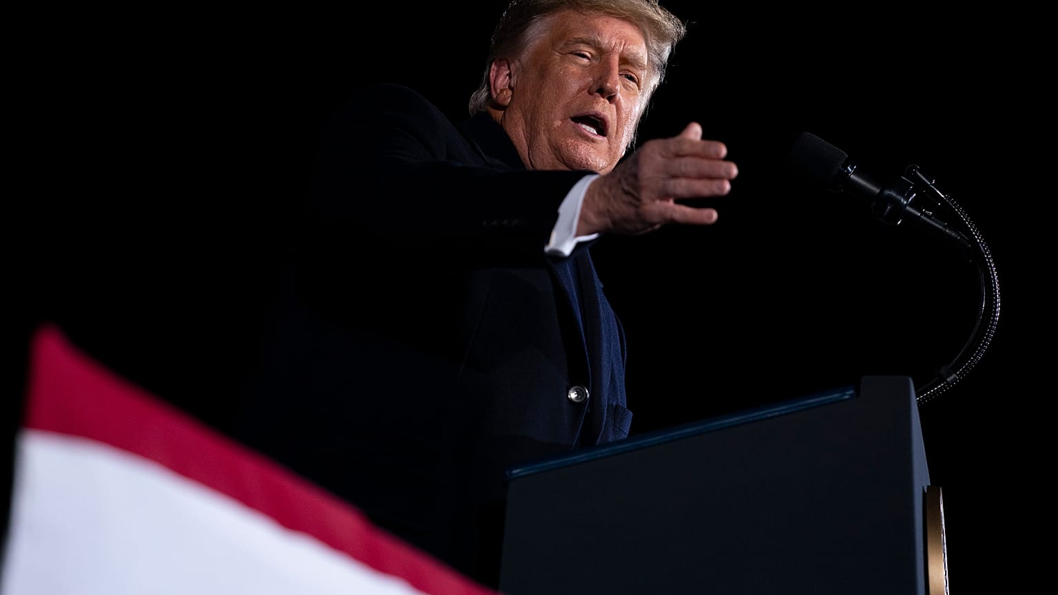 President Donald Trump speaks during a campaign rally for Sen. Kelly Loeffler, R-Ga., and David Perdue, at Dalton Regional Airport, Monday, Jan. 4, 2021, in Dalton, Ga.