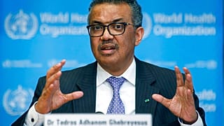 In this Monday, March 9, 2020 file photo, Tedros Adhanom Ghebreyesus, Director General of the World Health Organization speaks during a news conference, at WHO HQ.