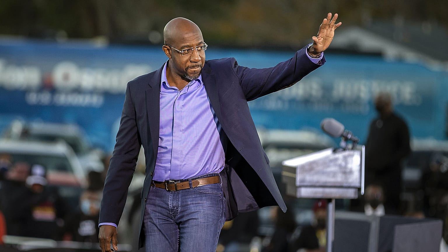 Archives : Raphael Warnock, le 3 janvier 2021 après un meeting de campagne à Savannah en Géorgie 