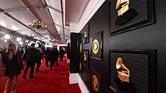 FILE - A view of the red carpet appears prior to the start of the 62nd annual Grammy Awards on Jan. 26, 2020, in Los Angeles. 