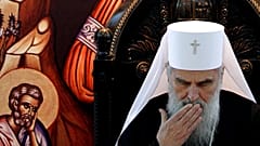 Der Patriarch der serbisch-orthodoxen Kirche Irinej verliest seine Weihnachtsbotschaft in Belgrad, Serbien, 5.1.2012 