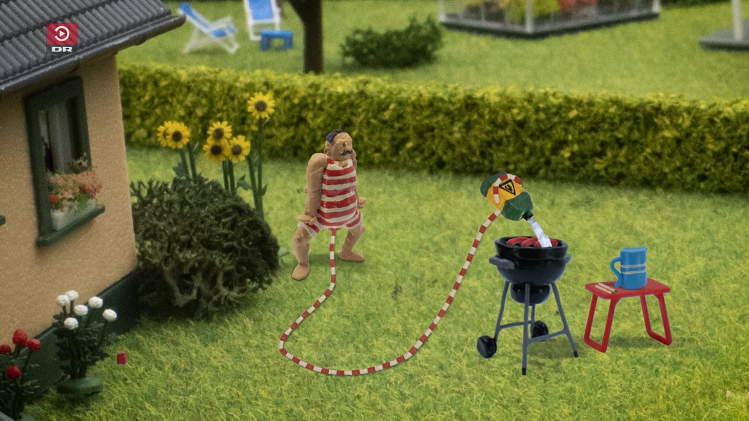 John Dillermand uses his penis to safely tend to a barbeque from afar in the first episode