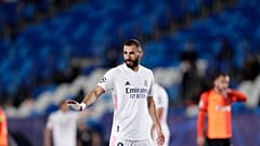 كريم بنزيمة خلال دوري أبطال أوروبا، مباراة المجموعة الثانية بين ريال مدريد وشاختار دونيتسك في مدريد، إسبانيا. 