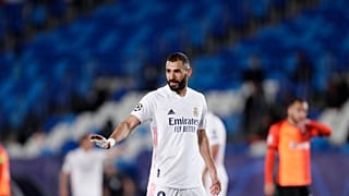 كريم بنزيمة خلال دوري أبطال أوروبا، مباراة المجموعة الثانية بين ريال مدريد وشاختار دونيتسك في مدريد، إسبانيا. 