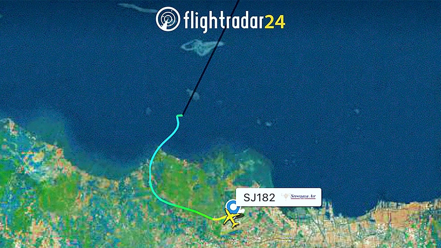 Az SJ182 felszállás utáni útja a radaron